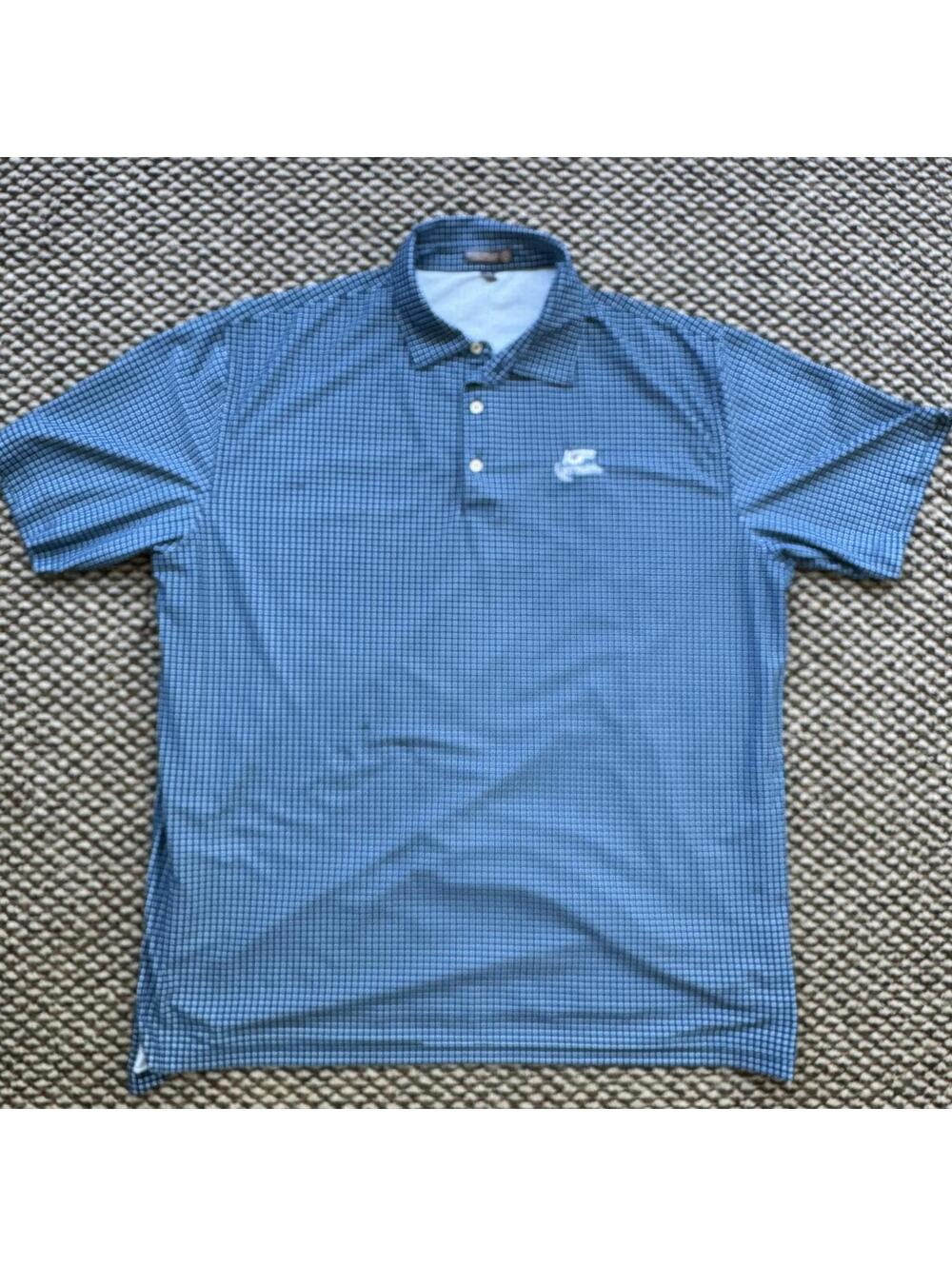 Peter Millar Summer Comfort Men's Checkered Polo Golf Shirt Blue White XXL 2XL